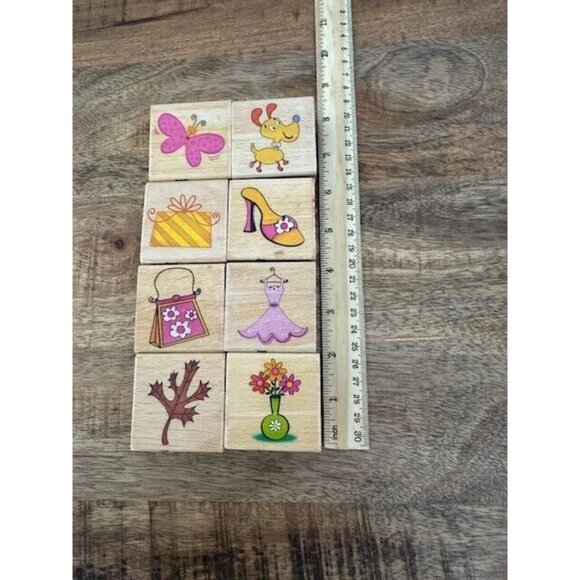 Sarah Beise Scrapbooking Craft Rubber Stamp Wood Mount 2" x 2" Lot Bundle Dog 8 - Picture 3 of 6